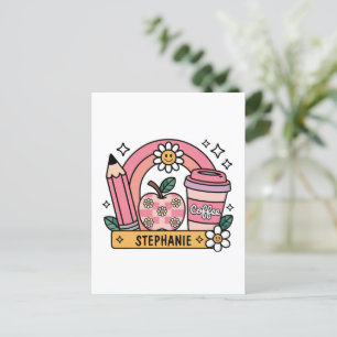 Carte Postale Essentials de professeur d'arc-en-ciel rose - Pers