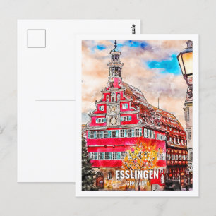 Carte Postale Esslingen Allemagne Travel Place aquarelle