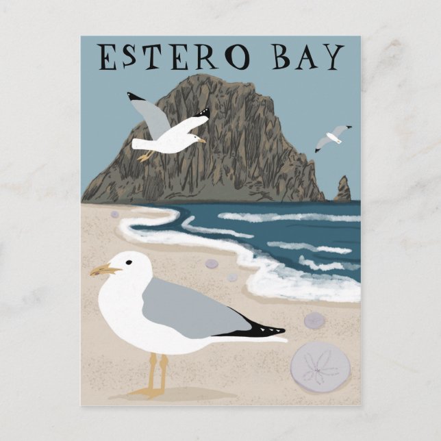 Carte Postale Estero Bay Morro Rock California Seaguls (Devant)