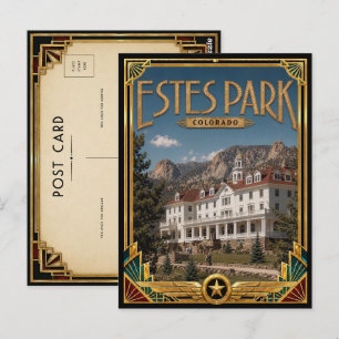 Carte Postale Estes Park Colorado Art Déco vintage de l'âge d'or