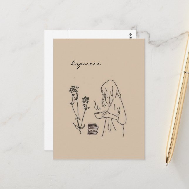 Carte postale esthétique du bonheur (Devant/Arrière en situation)