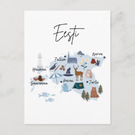 Carte Postale Estonia travel map