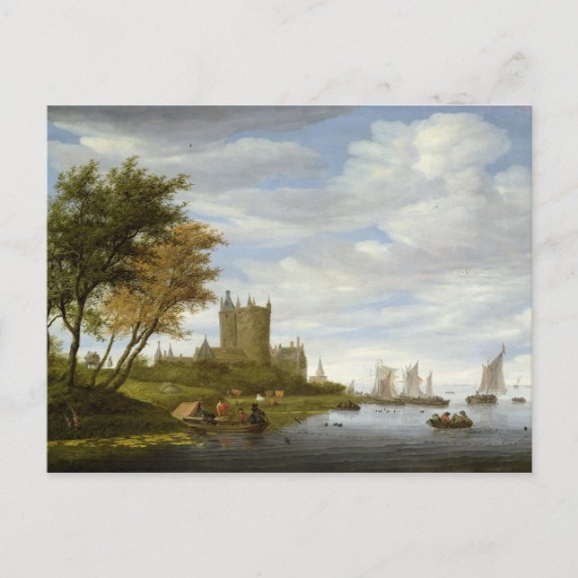 Carte Postale Estuaire de rivière avec château (Devant)