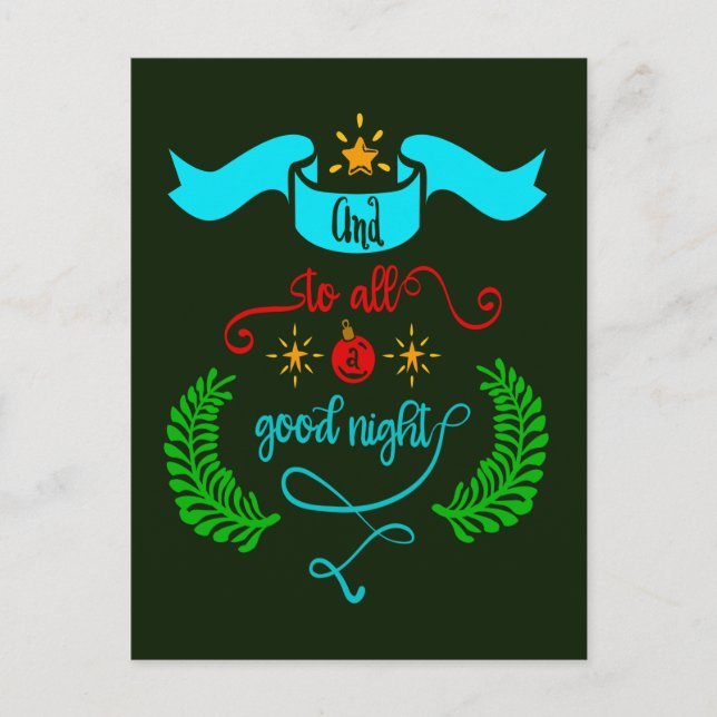 Carte Postale Et À Tous Bonne Nuit Noël, Typographie, ZSG (Devant)