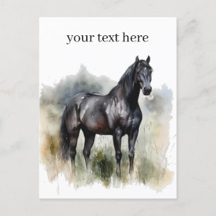 Carte Postale étalon noir en aquarelle, personnalisable