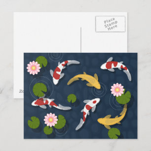 Carte Postale Étang japonais de poissons Koi
