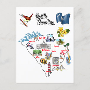 Carte Postale Etat de Caroline du Sud aux Etats-Unis, grandes vi