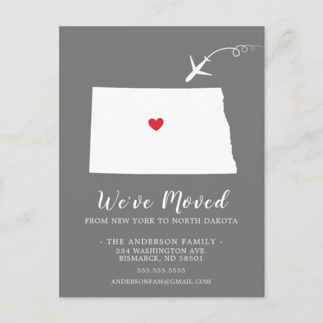 Carte postale État de déménagement NORTH DAKOTA (Devant)