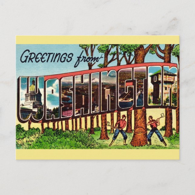 Carte Postale État de Washington vintage (Devant)