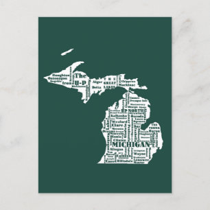 Carte Postale État vert des villes du Michigan