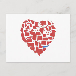 Carte Postale États américains Heart Mosaic Tennessee Rouge