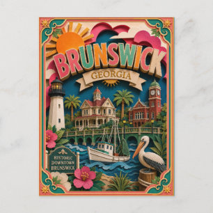 Carte Postale États de Brunswick Géorgie PopCut Art Papier