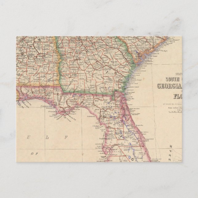 Carte Postale États de Caroline du Sud, Géorgie et Alabama (Devant)