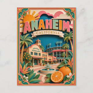 Carte Postale États découpés Anaheim Californie Art en papier
