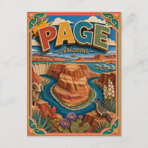 Carte Postale États découpés Page Arizona Papier Art