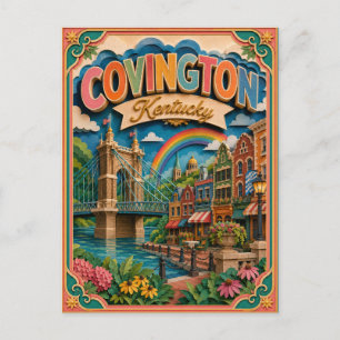 Carte Postale États PopCut Covington Kentucky Art Papier
