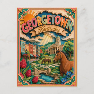 Carte Postale États PopCut Georgetown Kentucky Art Papier