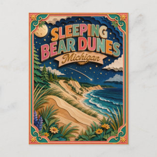 Carte Postale États PopCut Sleeping Bear Dunes Michigan Art