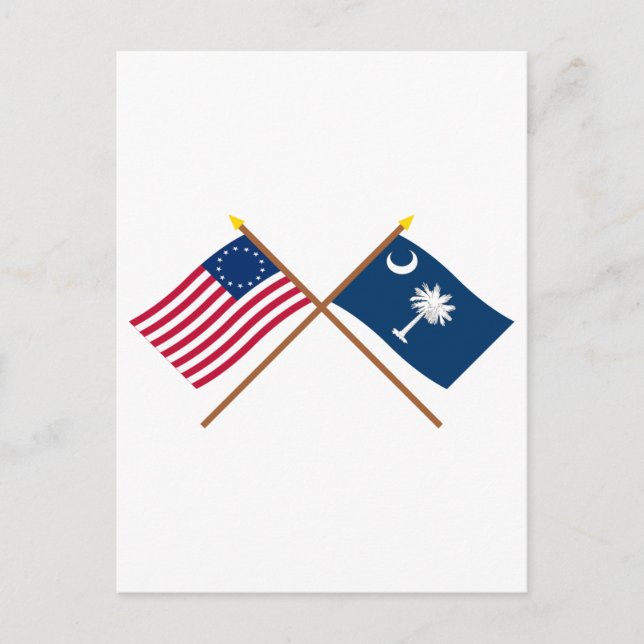 Carte Postale États-Unis 13 étoiles traversés et drapeaux de la  (Devant)