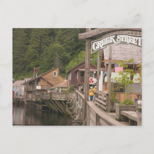 Carte Postale États-Unis, Alaska, Ketchikan, Creek Street, centr
