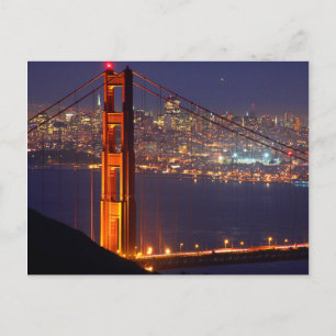 Carte Postale États-Unis, Californie. Golden Gate Bridge la nuit