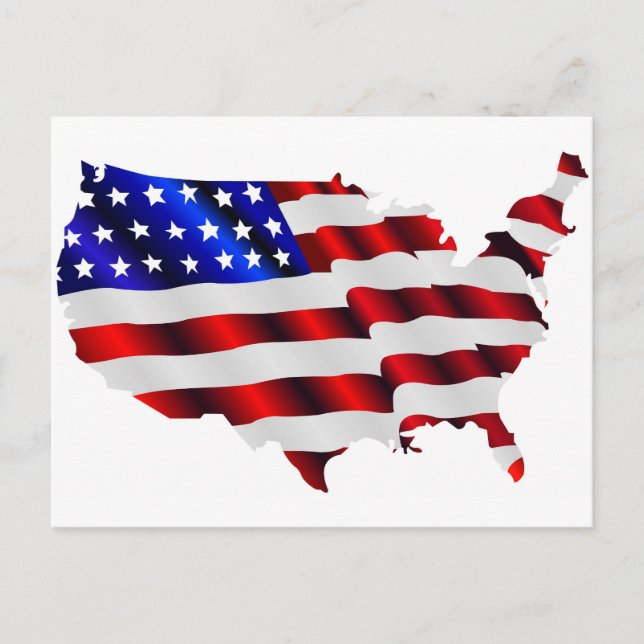 Carte Postale États-Unis d'Amérique et drapeau (Devant)