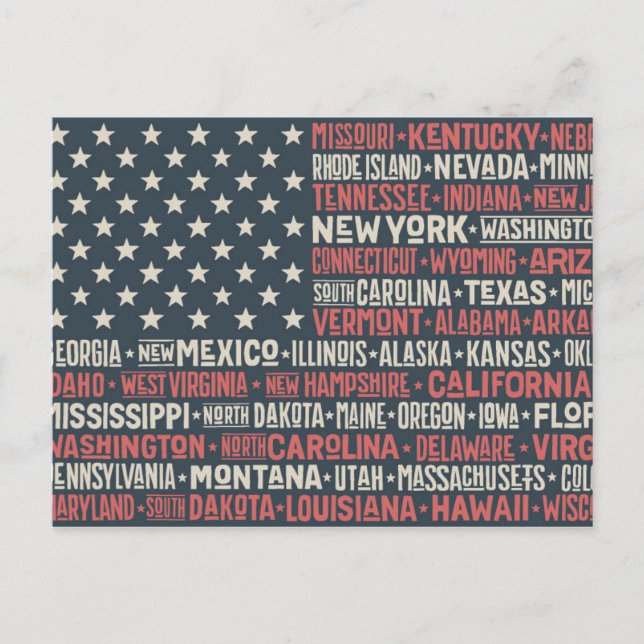 Carte Postale États-Unis d'Amérique |États et capitales (Devant)