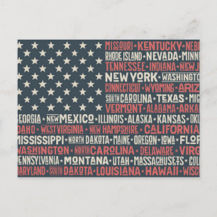 Carte Postale États-Unis d'Amérique  États et capitales