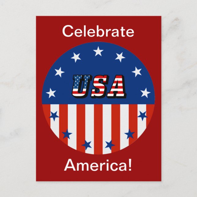 Carte Postale États-Unis - Drapeau américain et étoiles en cercl (Devant)