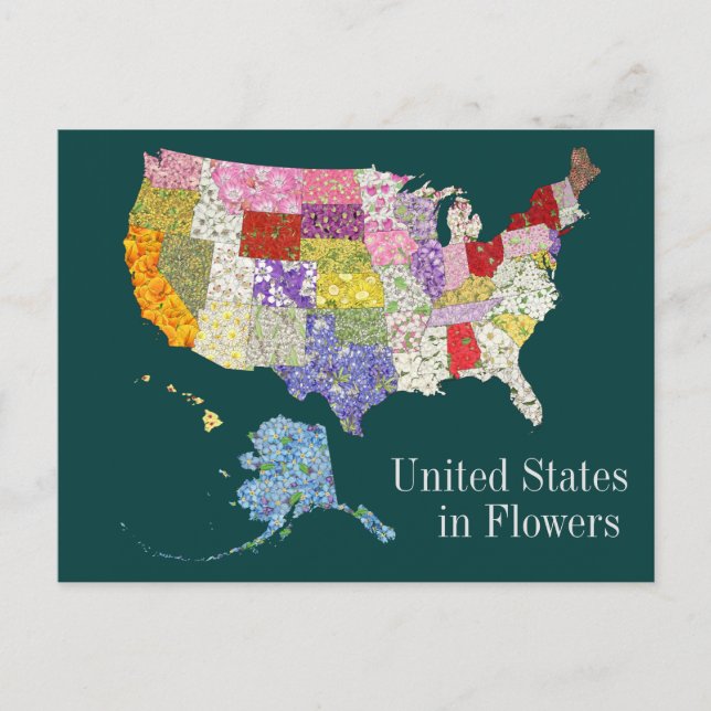 Carte Postale États-Unis en fleurs (Devant)