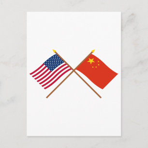 Carte Postale États-Unis et République populaire de Chine Drapea