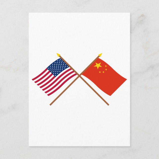 Carte Postale États-Unis et République populaire de Chine Drapea (Devant)