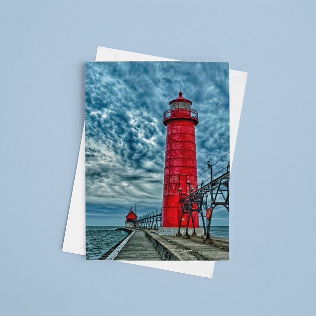 Carte Postale États-Unis, Grand Haven, Michigan, Lighthouse (Postcard on table)