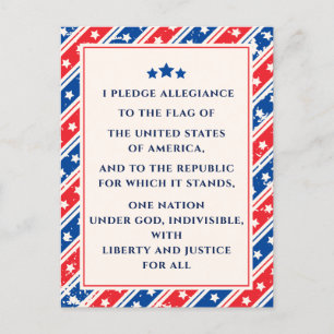 Carte Postale États-Unis Le Drapeau De L'Allégeance Rouge Bleu A