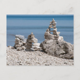 Carte Postale États-Unis, Michigan. Tours de pierre sur la plage