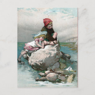 Carte Postale Été à la Rive pour Victorian Boy and Girl