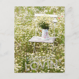 Carte Postale Été Amour Champ Fleurs sauvages + Texte