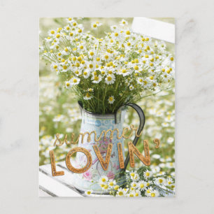 Carte Postale Été Amour Champ Fleurs sauvages + Texte