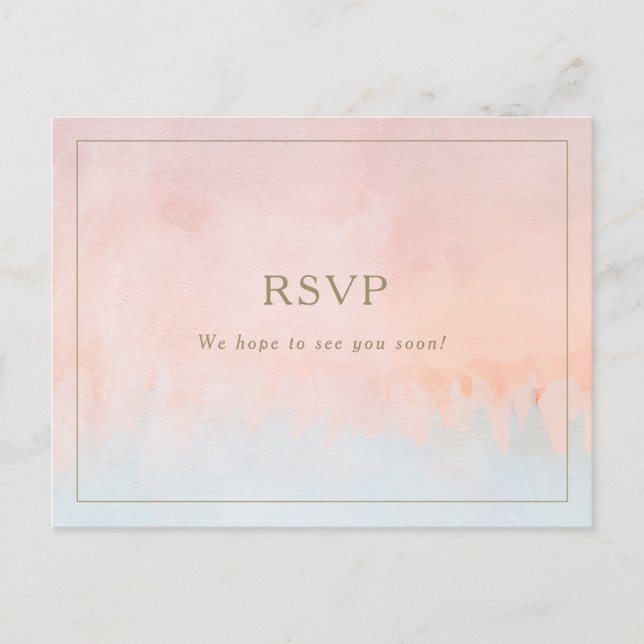 Carte Postale Eté Coucher de soleil Mariage d'aquarelle RSVP car (Devant)