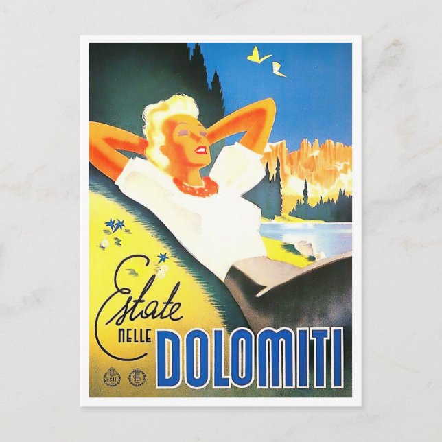 Carte Postale Eté en Dolomites Italie voyage millésime (Devant)