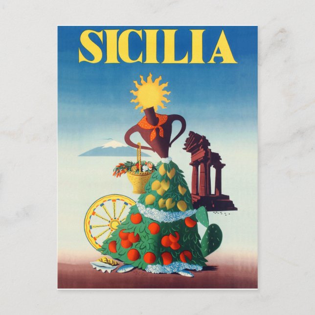 Carte Postale Été en Sicile, Italie (Devant)
