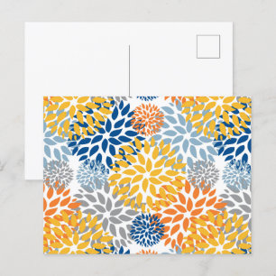 Carte Postale Été Floral Abstrait Couleurs vives Motif