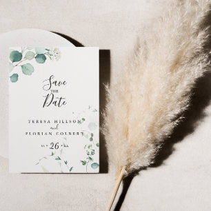 Carte Postale Été Green Eucalyptus Foliage Enregistrer la date