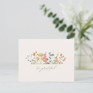 Carte Postale Été Mariage Merci à fleurs larges