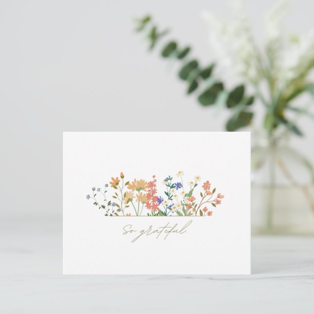 Carte Postale Été Mariage Merci à fleurs larges (Debout devant)