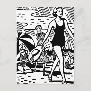 Carte Postale Été rétro à la plage