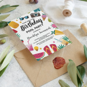 Carte Postale Été Splash Anniversaire Piscine fête Extravaganza