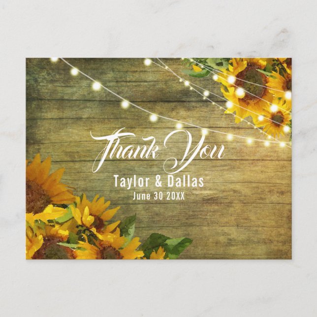Carte Postale Été tournesol | Rustic Americana Merci (Devant)