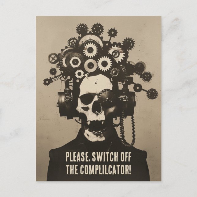 Carte Postale Éteins Le Complicateur Steampunk Overthinking (Devant)