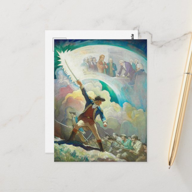 Carte Postale Ethan Allen, Précurseur de l'Indépendance par Wyet (Devant/Arrière en situation)